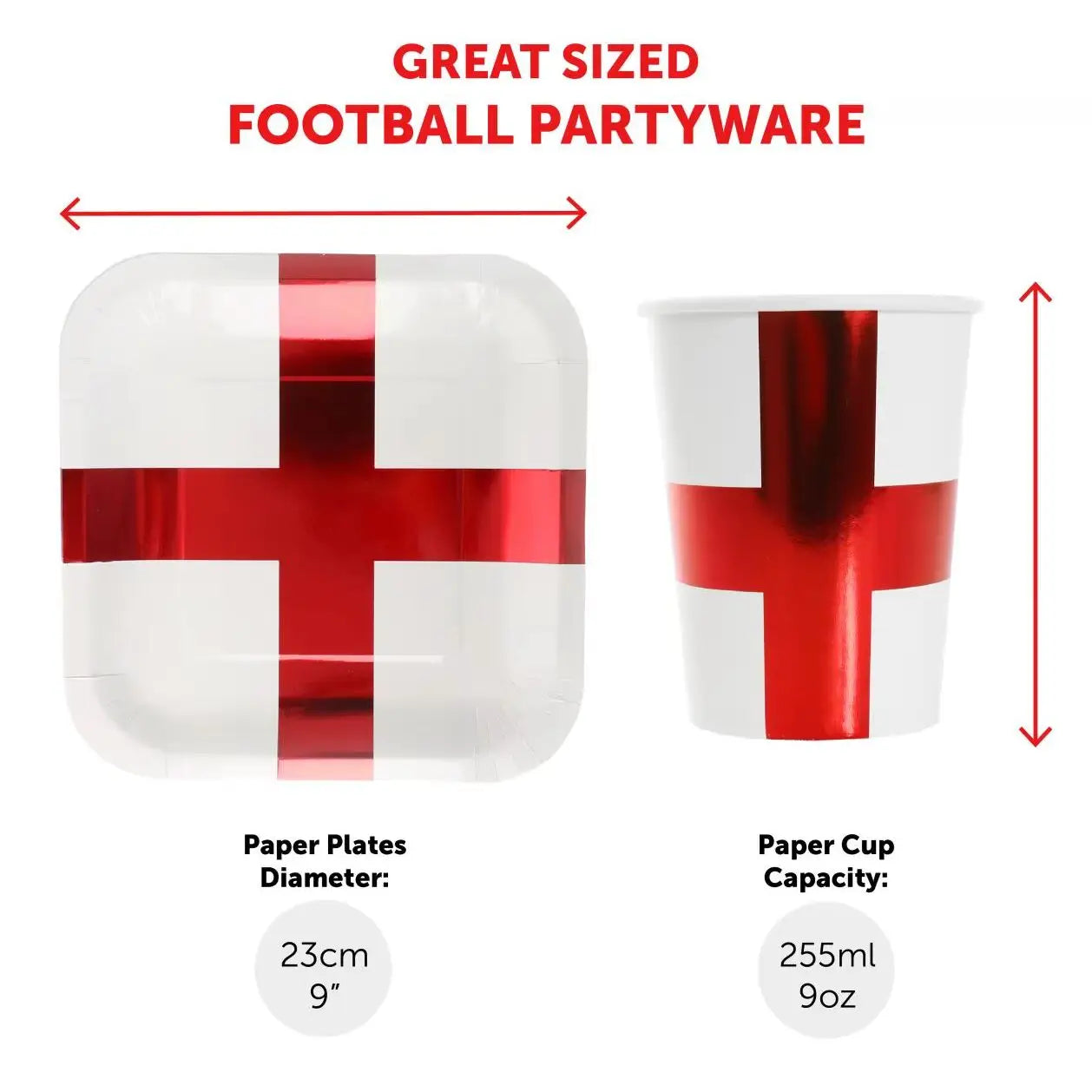40pc England Football Party Set – Plates, Cups & Napkins for English Football Events