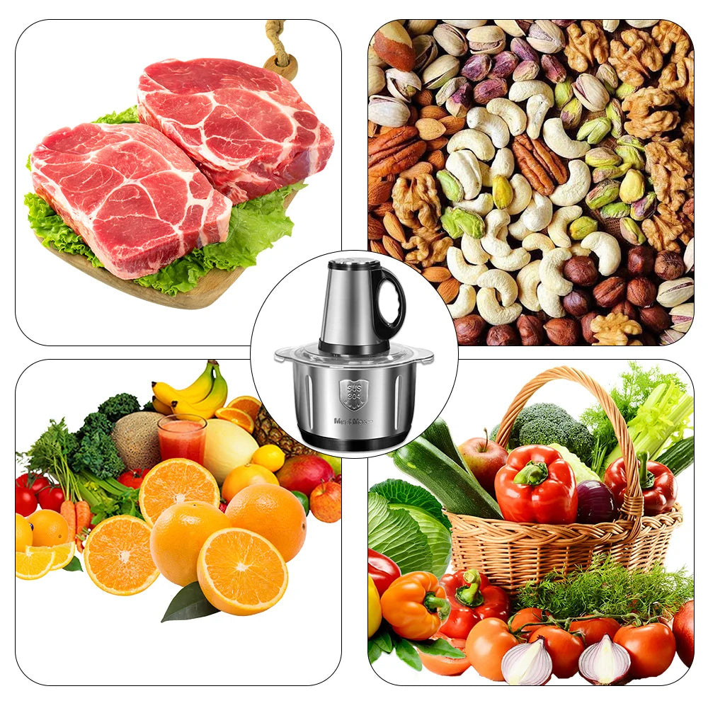 5L Electric Meat Grinder Stainless Steel Food Chopper