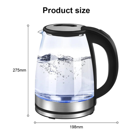 220V 1.8L Glass Electric Kettle 1500–1800W with Dry Protection
