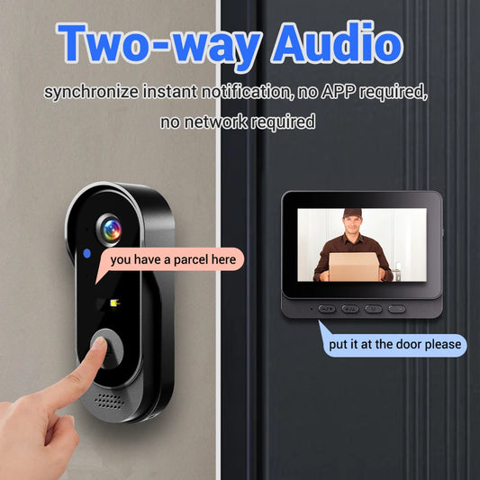 4.3″ Wireless Video Doorbell Camera with Motion Detection & Night Vision
