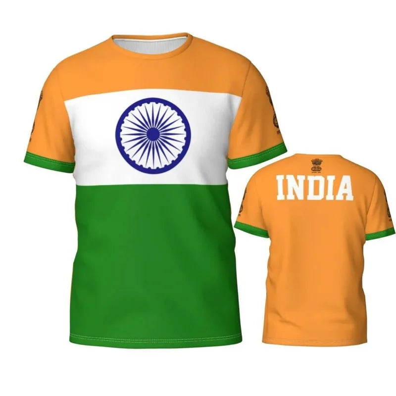 3D Print India Flag T-Shirt - Men’s Summer Casual Streetwear Graphic Tee