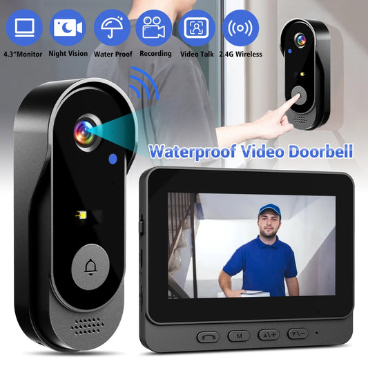 4.3″ Wireless Video Doorbell Camera with Motion Detection & Night Vision