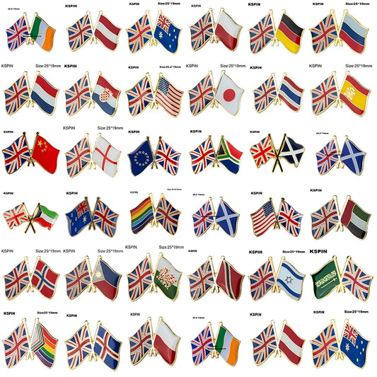 UK, Germany & Russia Flag Lapel Pins – International Travel Flag Badge Collection | Friendship & Country Flags
