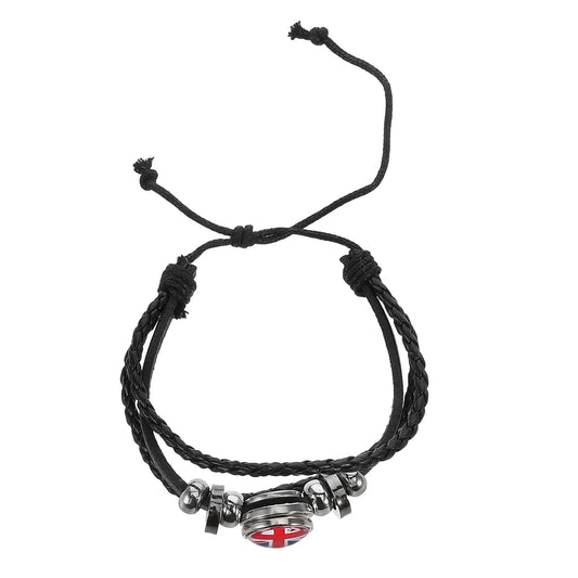 British Football Flag Wristband – Woven Soccer Bracelet with UK National Flag Charm | Patriotic Sports Accessory