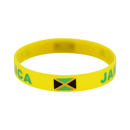 2pcs Jamaica National Flag Wristbands - Sport Silicone Rubber Bracelets, Fashion & Commemorative Accessory