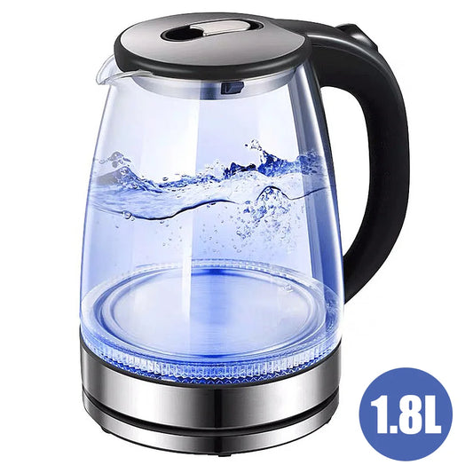 220V 1.8L Glass Electric Kettle 1500–1800W with Dry Protection