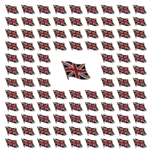 100pcs Waving British Union Jack Flag Enamel Pins – Bulk England Metal Lapel Pins | National Flag Accessories