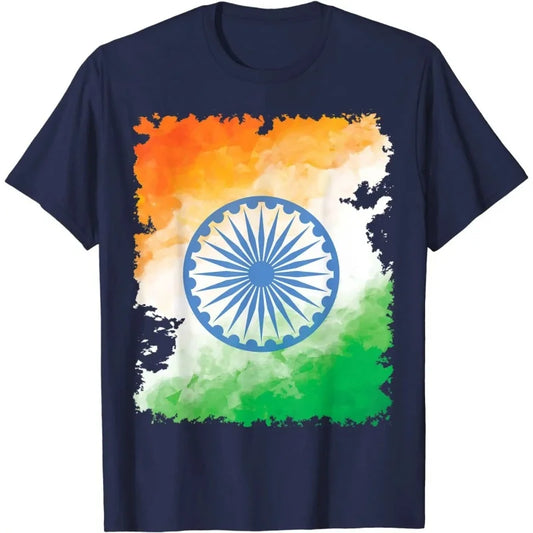 3D Print India Flag T-Shirt - Men’s Summer Casual Streetwear Graphic Tee