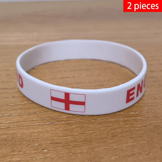 2pcs England Flag Wristbands – Silicone Sports Bracelets for Men & Women | Patriotic Rubber Band Accessories