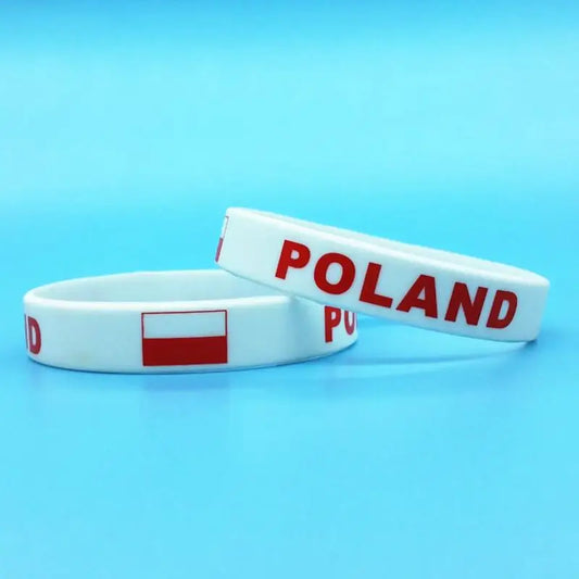 2pcs Poland Flag Silicone Bracelets - Sport Rubber Wristbands for Men & Women