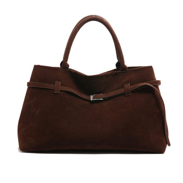 2025 Hot Sale Decorative Design Solid Faux Suede Handbag Large Capacity Casual Tote Bags For Women Tote Design Portable Shoulder Bag - Image 6