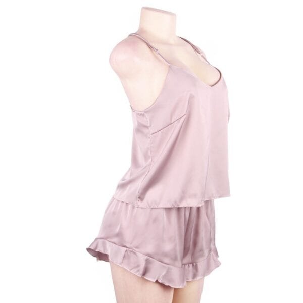 Comeondear Sleepwear Home Suit Summer V Neck Sexy Pyjamas Women Spaghetti Strap Loose Cami Top Shorts Pijama Satin Femme R80958 - Image 5