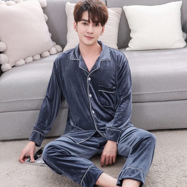 Couple Winter Warm  Velvet Long Sleeve Pyjamas Set - Image 5