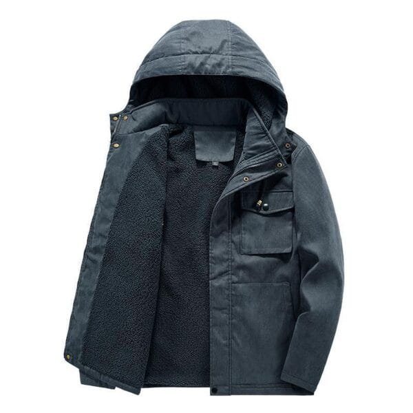 Thick Detachable Hat Lambswool Jacket - Image 8