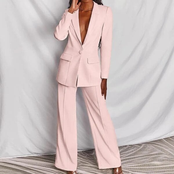 2 Piece Set  Spring Elegant Solid Long Sleeve Blazer Suit And Pants For Women Autumn Classic OL Street Outfit - Image 10