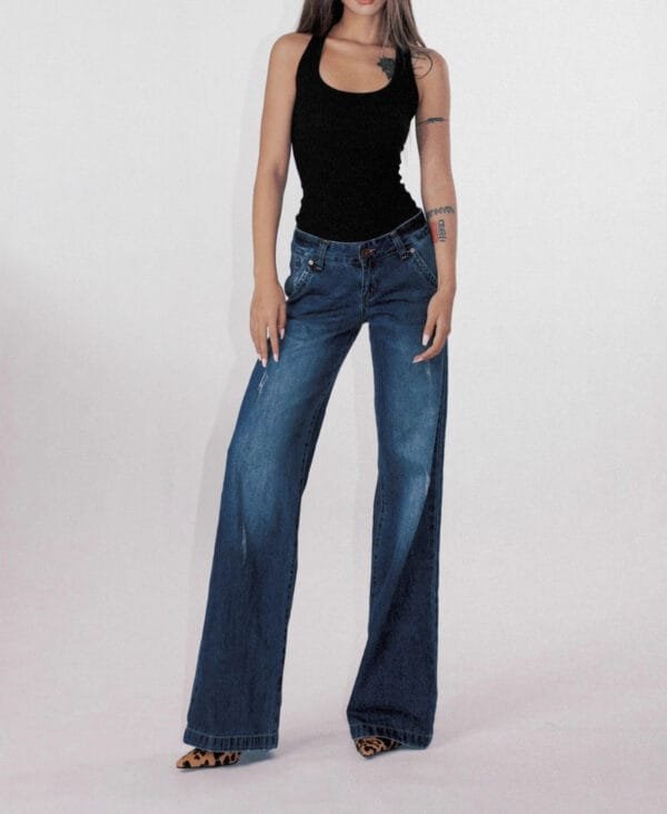 American-style Retro Low Waist Washed Straight Jeans - Image 3