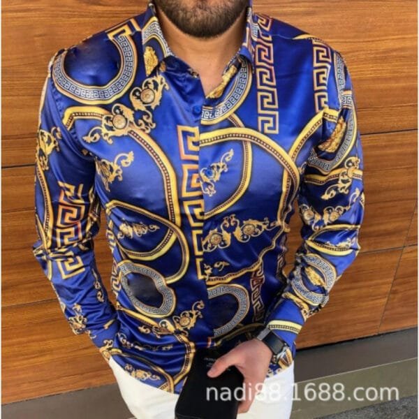 European And American Men's Long-sleeved Shirt Casual Printing - Image 3