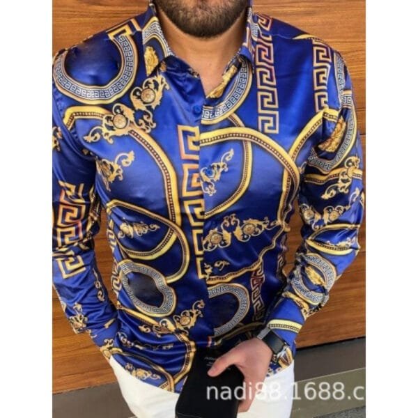 European And American Men's Long-sleeved Shirt Casual Printing - Image 2