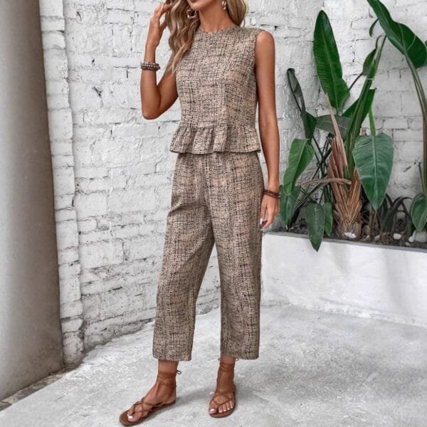 Female Spring And Summer Print Straight-leg Pants Suit - Image 6