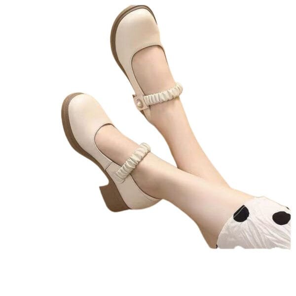 Mary Jane Leather Shoes Women's Pearl Japanese Style - Image 2