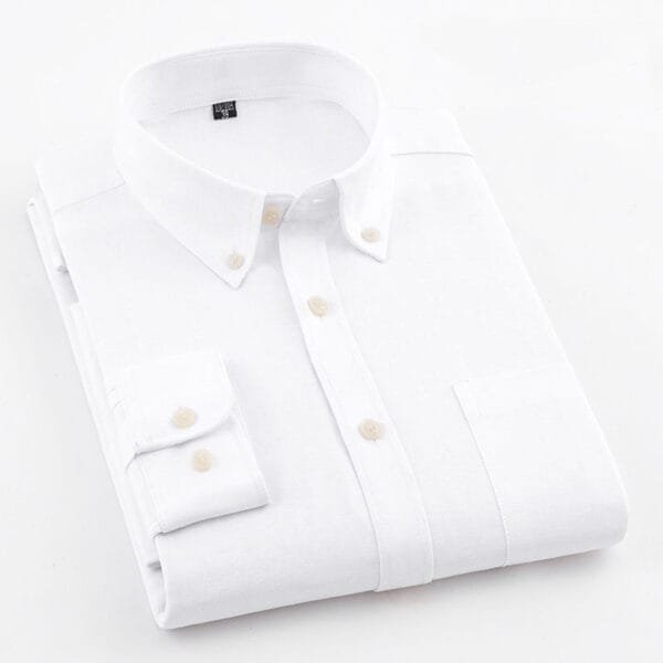 Men's Oxford Pure Color Slim Shirt For Young And Middle-aged People - Image 10