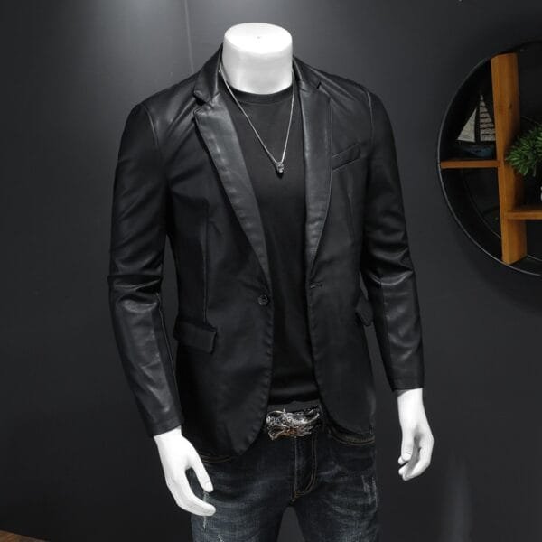 Suit Men's Leather Coat Casual Korean Style - Image 3
