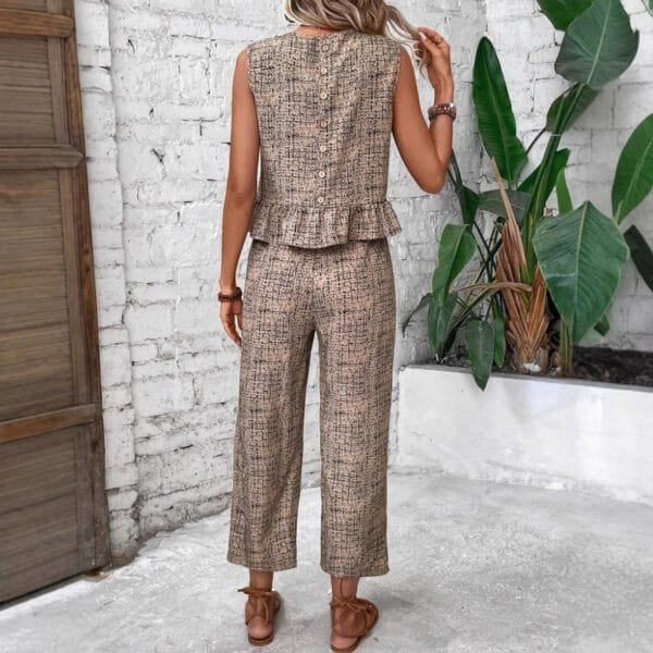 Female Spring And Summer Print Straight-leg Pants Suit - Image 2