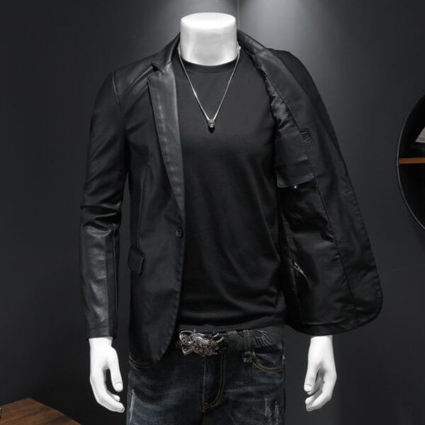 Suit Men's Leather Coat Casual Korean Style - Image 5