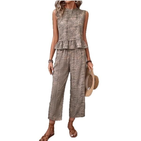 Female Spring And Summer Print Straight-leg Pants Suit - Image 4
