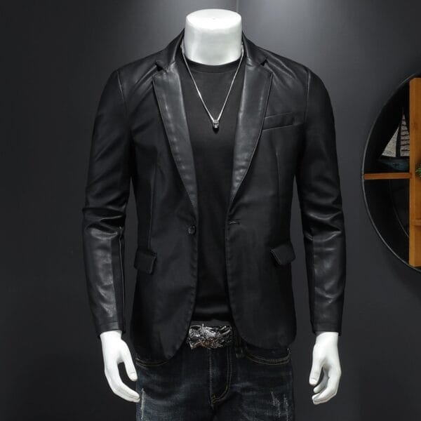 Suit Men's Leather Coat Casual Korean Style - Image 4