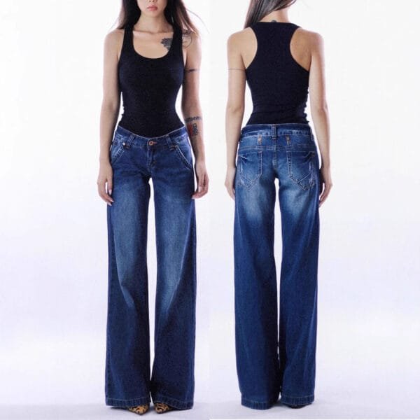 American-style Retro Low Waist Washed Straight Jeans - Image 5