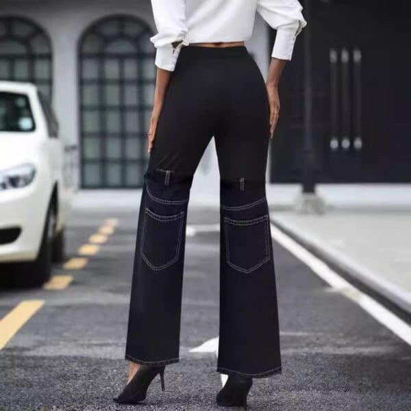 Fashion Slim Knit Denim Stitching Elastic Waist - Image 8