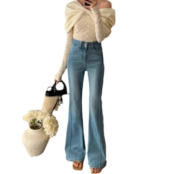 Women's High Waist Stretch Slim Bell-bottom Pants - Image 6